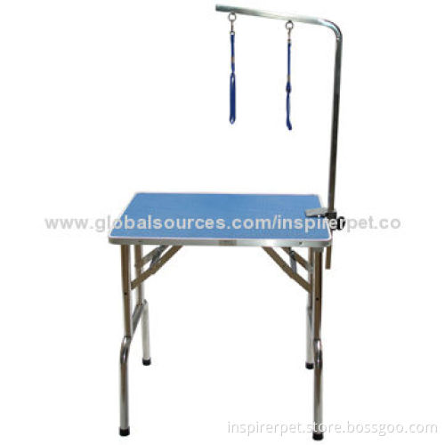 Stainless Steel Pet Grooming Table, Foldable, Adjustable Arm